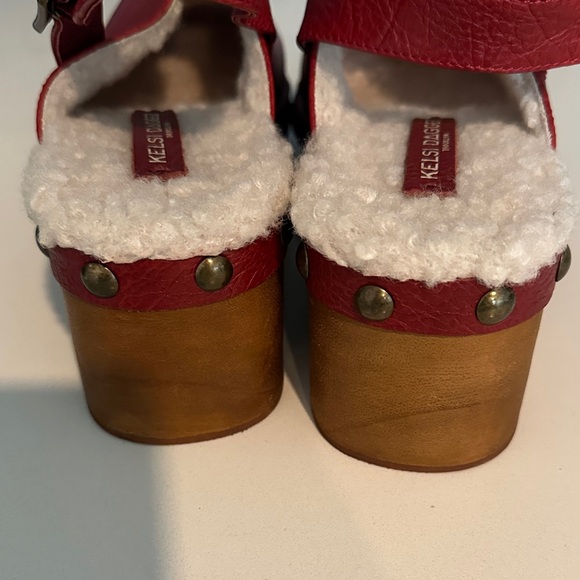 Kelsi Dagger Red Leather Studded Slingback Clogs- never worn! - Picture 5 of 7